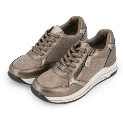 Clearance Basket Compensée Bronze Femme Femme Baskets, Sneakers