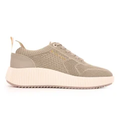 Hot Baskets à lacets couleur taupe semelle épaisse Femme Femme Baskets, Sneakers
