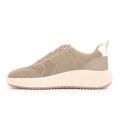 Hot Baskets à lacets couleur taupe semelle épaisse Femme Femme Baskets, Sneakers
