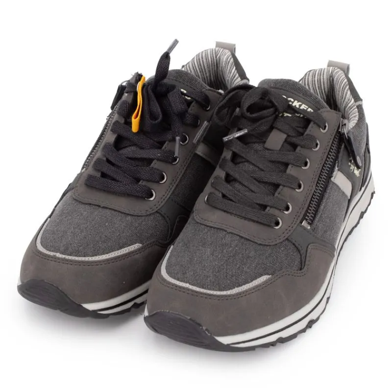 Discount Baskets basses en toile avec fermeture éclair tissu chiné Homme Homme Baskets, Sneakers