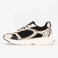 Baskets basses gold toile avec lacets à motifs Femme Femme Baskets, Sneakers