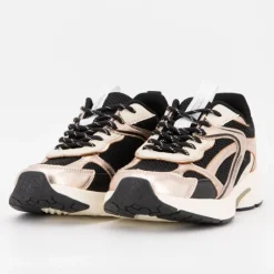 Baskets basses gold toile avec lacets à motifs Femme Femme Baskets, Sneakers