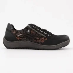 Baskets black zippée imprimé fleurs Femme Femme Baskets, Sneakers