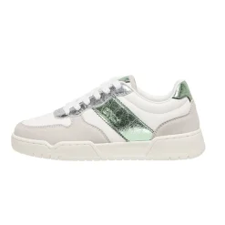 New Baskets blanches Swift argenté brillant Femme Femme Baskets, Sneakers