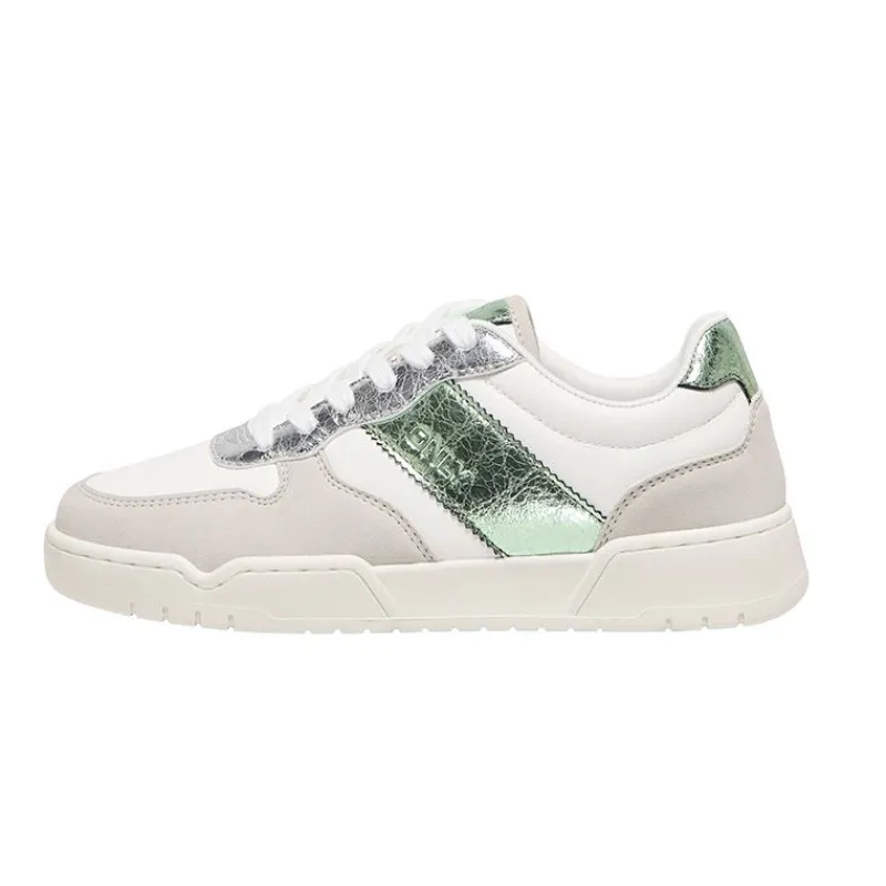New Baskets blanches Swift argenté brillant Femme Femme Baskets, Sneakers