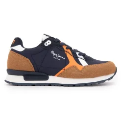 Baskets bleu marine player air effet daim camel Enfant Enfant Chaussures Garçon|Chaussures Fille