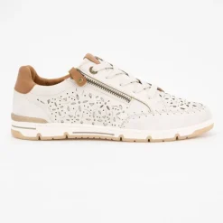Online Baskets crème à lacets avec zip semelle blanc Femme Femme Baskets, Sneakers