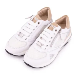 Sale Baskets cuir à paillettes argentées avec zip Femme Femme Baskets, Sneakers