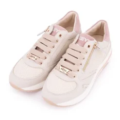 Baskets cuir à paillettes argentées avec zip Femme Femme Baskets, Sneakers