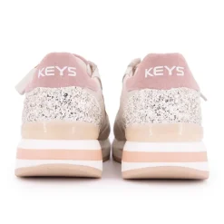 Baskets cuir à paillettes argentées avec zip Femme Femme Baskets, Sneakers