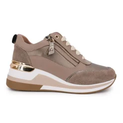 New Baskets cuir compensées semelle contrastée Femme Femme Baskets, Sneakers