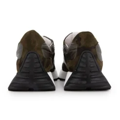 Sale Baskets en tissu et cuir vert Femme Femme Baskets, Sneakers