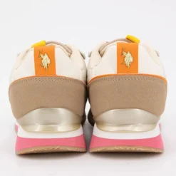 Sale Baskets frisby semelle rose touche de jaune avec lacets blancs Femme Femme Baskets, Sneakers