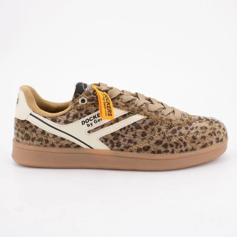 Best Baskets imprimé léopard à poils lacets beiges Femme Femme Baskets, Sneakers