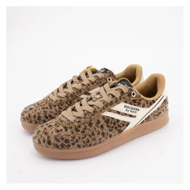 Best Baskets imprimé léopard à poils lacets beiges Femme Femme Baskets, Sneakers