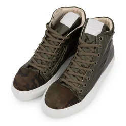 Online Baskets montantes argentée et camouflage Femme Femme Baskets, Sneakers