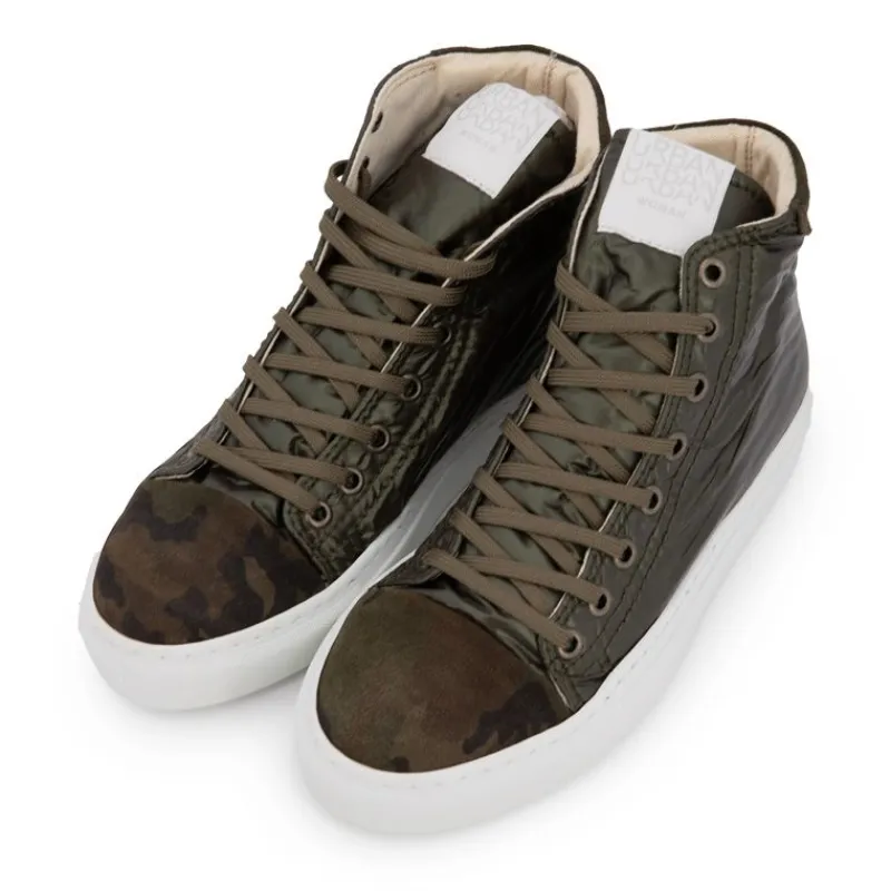 Online Baskets montantes argentée et camouflage Femme Femme Baskets, Sneakers