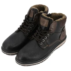 Baskets montantes effet vieux cuir doublées de fourrure Homme Homme Boots, Bottines