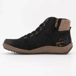 Hot Baskets montantes moutonnée black à motifs sangles marrons Femme Homme Baskets, Sneakers