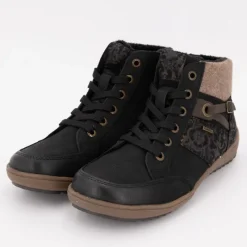 Hot Baskets montantes moutonnée black à motifs sangles marrons Femme Homme Baskets, Sneakers