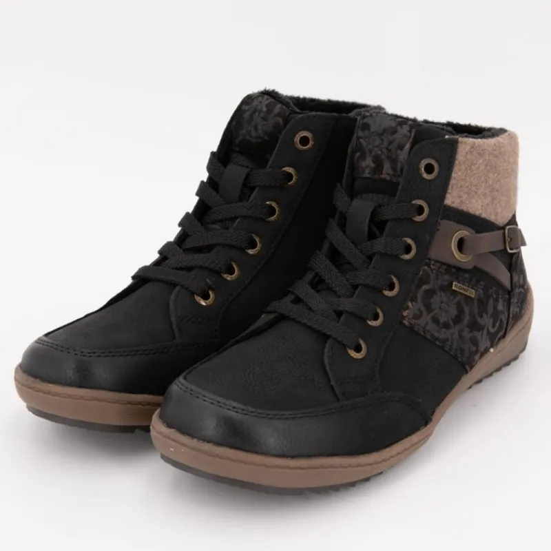 Hot Baskets montantes moutonnée black à motifs sangles marrons Femme Homme Baskets, Sneakers