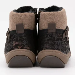 Hot Baskets montantes moutonnée black à motifs sangles marrons Femme Homme Baskets, Sneakers