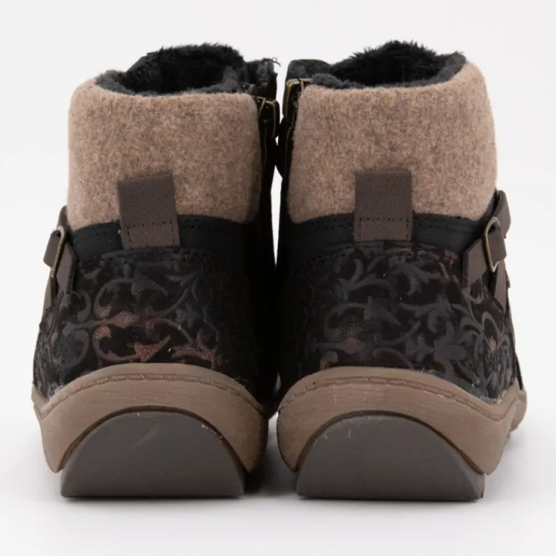 Hot Baskets montantes moutonnée black à motifs sangles marrons Femme Homme Baskets, Sneakers