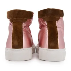 Baskets montantes métallisé et marron velours Femme Femme Baskets, Sneakers