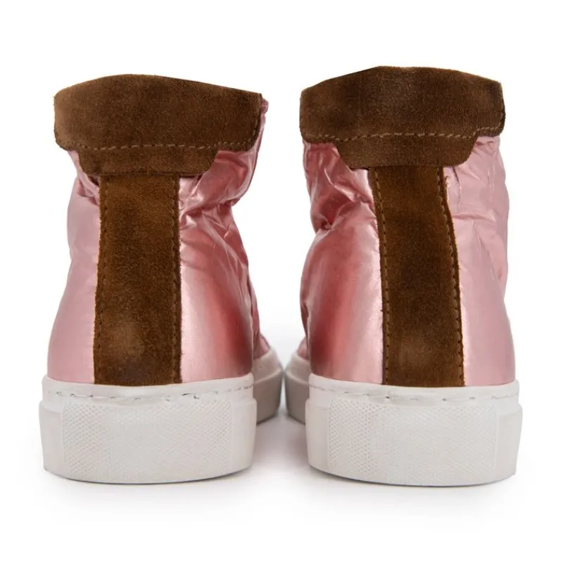 Baskets montantes métallisé et marron velours Femme Femme Baskets, Sneakers