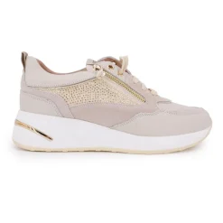 Baskets semelle contrastée en cuir avec strass golds Femme Femme Baskets, Sneakers