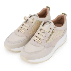 Baskets semelle contrastée en cuir avec strass golds Femme Femme Baskets, Sneakers