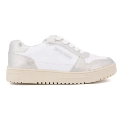 Hot Baskets silver à lacets semelle crème Femme Femme Baskets, Sneakers