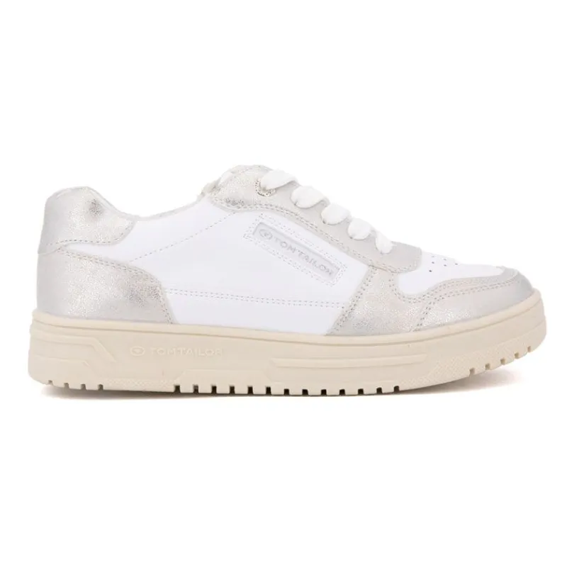 Hot Baskets silver à lacets semelle crème Femme Femme Baskets, Sneakers