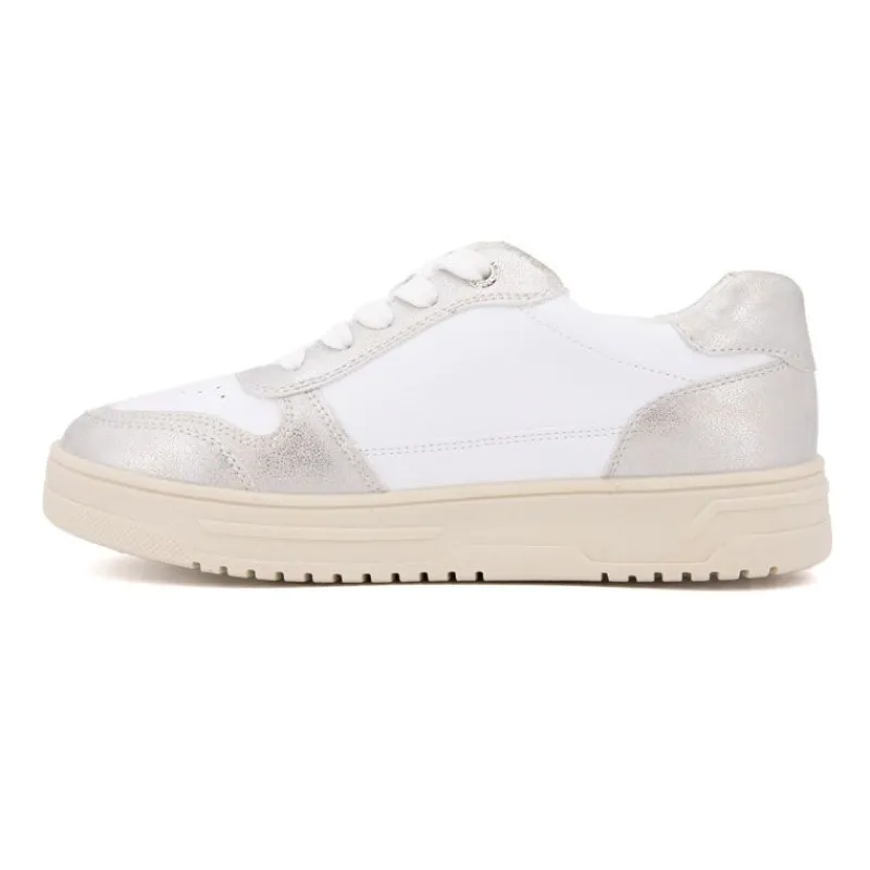 Hot Baskets silver à lacets semelle crème Femme Femme Baskets, Sneakers