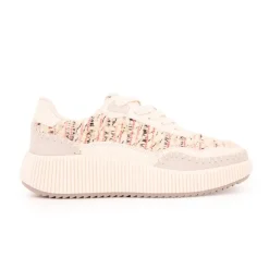 New Baskets tweed crème à lacets Femme Femme Baskets, Sneakers