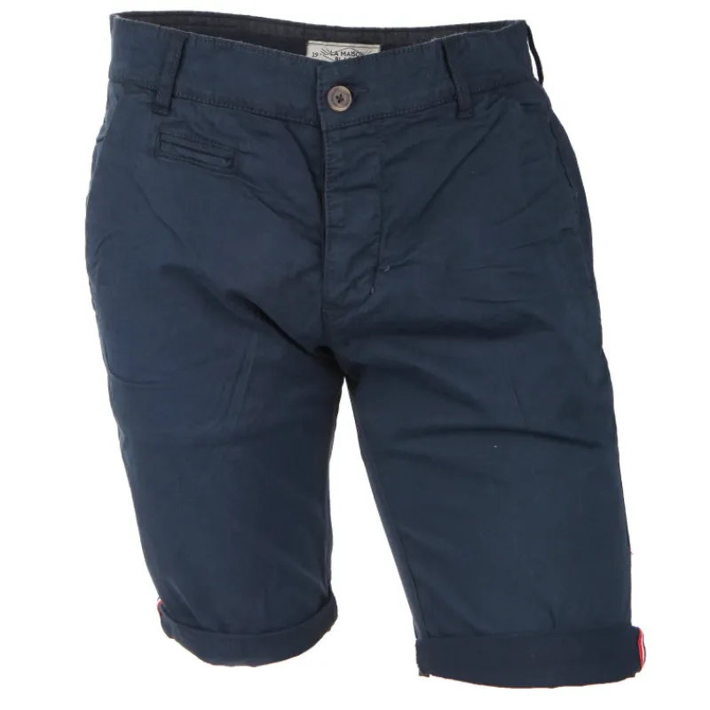 Outlet Bermuda chino venili coton stretch popeline revers gansé bouton Homme Homme Short, Bermuda