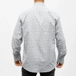 Best Bill00 chemise coton poly motif fleurs bleues Homme Homme Chemise