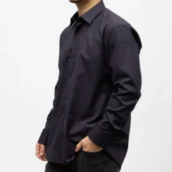 Online Bill00 chemise coton poly bleu marine motif rouge Homme Homme Chemise