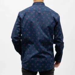 Bill00 chemise coton poly bleu marine triangle rouge Homme Homme Chemise