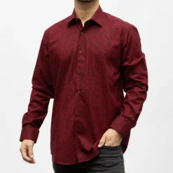 Bill00 chemise coton poly rouge - jacquard Homme Homme Chemise