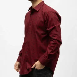 Bill00 chemise coton poly rouge - jacquard Homme Homme Chemise