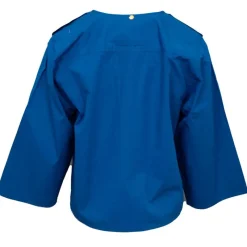 New Blouse à boutons manches 3/4 ketty col rond Femme Femme Haut, Chemise