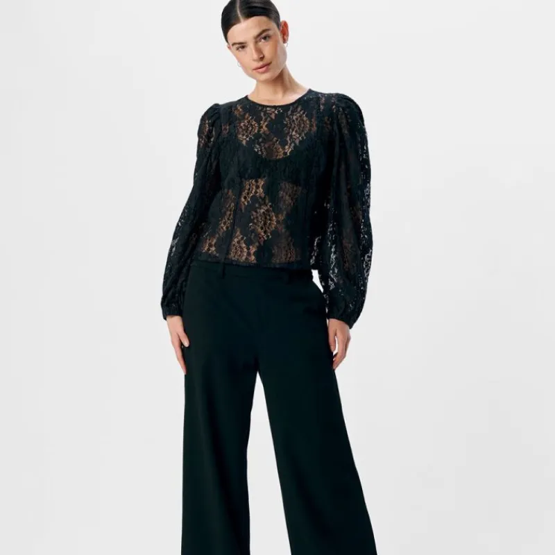 Best Blouse à dentelle Beverly manches longues Femme Femme Haut, Chemise|Tee Shirt