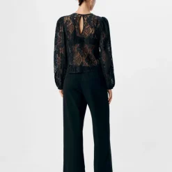 Best Blouse à dentelle Beverly manches longues Femme Femme Haut, Chemise|Tee Shirt