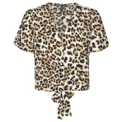 Sale Blouse à nouer imprimé léopard Femme Femme Haut, Chemise