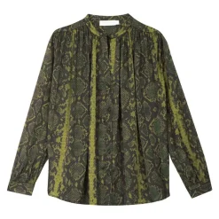 Outlet Blouse arso imprimée python vert Femme Femme Haut, Chemise