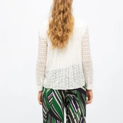 Outlet Blouse blanc écru dentelle betsy col montant Femme Femme Haut, Chemise