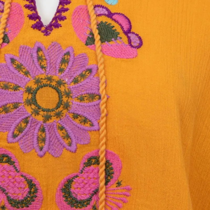 Blouse caftan magoo à nouer avec broderie Femme Femme Haut, Chemise