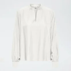 Clearance Blouse celeste col rond décolleté v poignets boutonnés Femme Femme Haut, Chemise