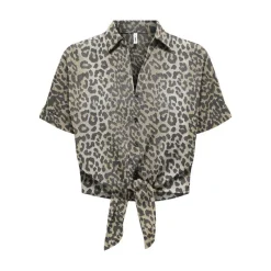 Sale Blouse col chemise imprimé léopardà nouer Femme Femme Haut, Chemise